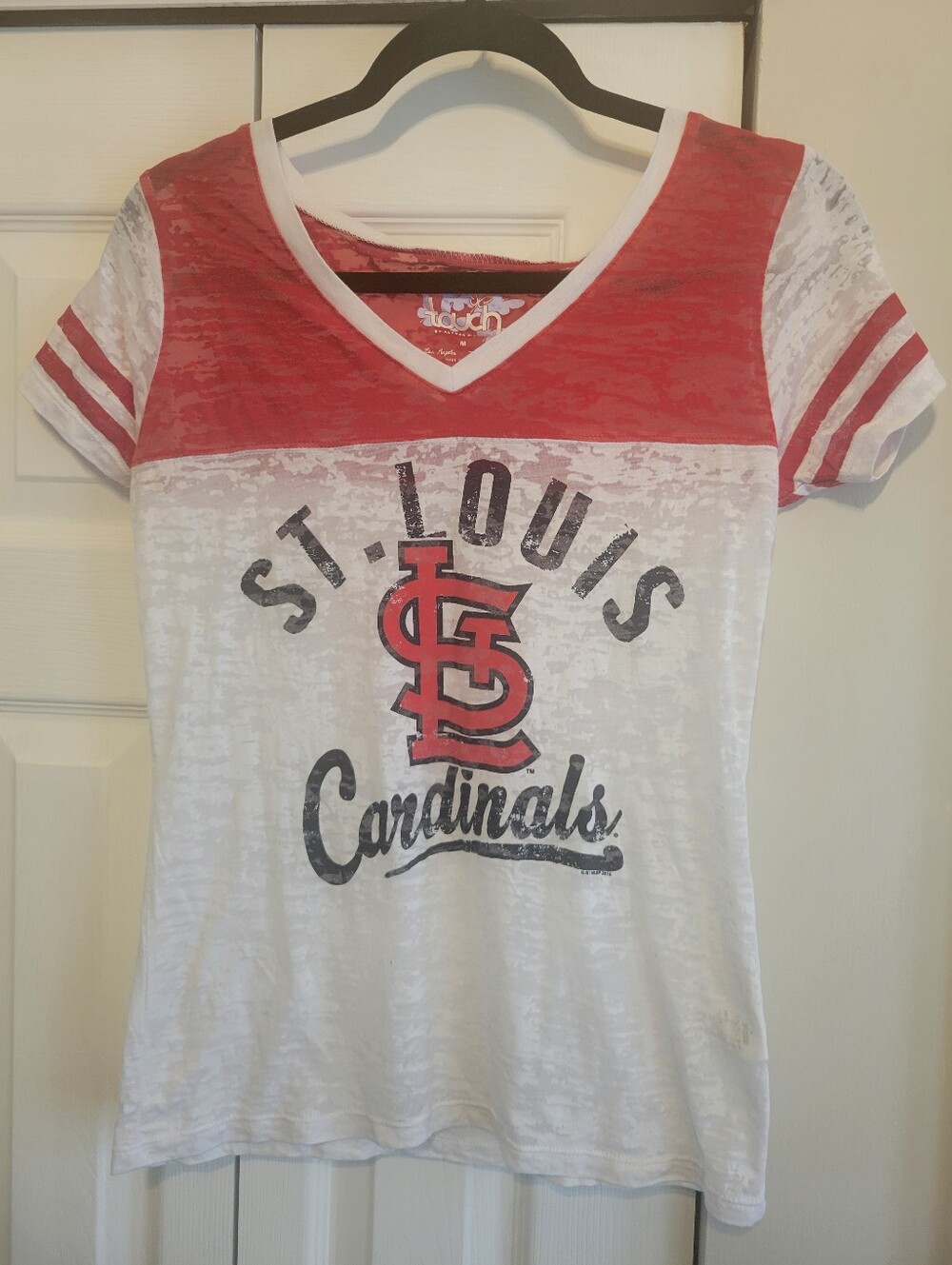 St. Louis Cardinals Touch by Alyssa Milano Red and White Medium V-Neck Tee